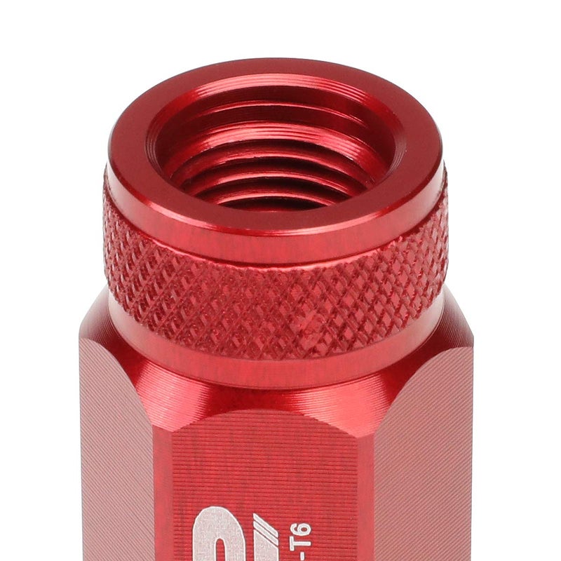 J2 Engineering LN-T7-022-125-RD 20Pcs M12 x 1.25 7075-T6 Aluminum 80mm Spiked Cap Lug Nut w/Socket Adapter (Red) - Image 5